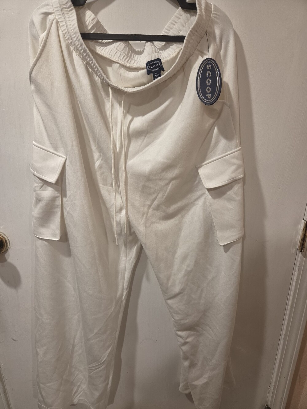 Scoop Cream Scuba Cargo Trousers Pocket Joggers Xl - Picture 2 of 9